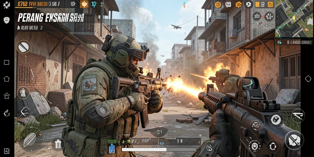 Tampilan gameplay 8768 dengan aksi tembak-menembak yang seru.