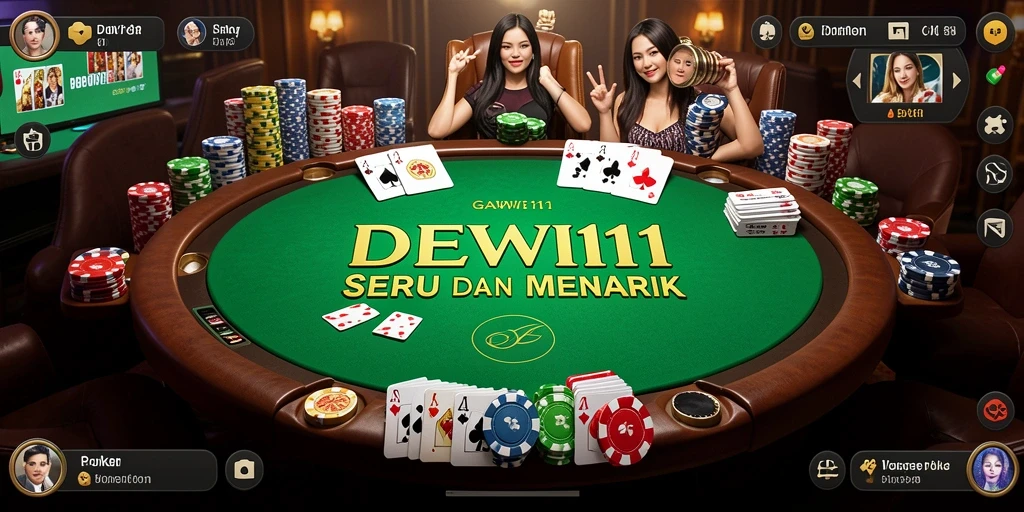 Screenshot gameplay DEWI11 menampilkan suasana permainan Poker yang seru dan dinamis.