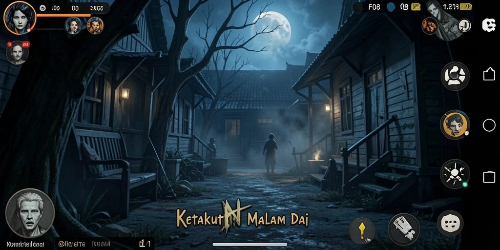 Tangkapan layar gameplay F08 menampilkan momen mencekam dalam kegelapan.