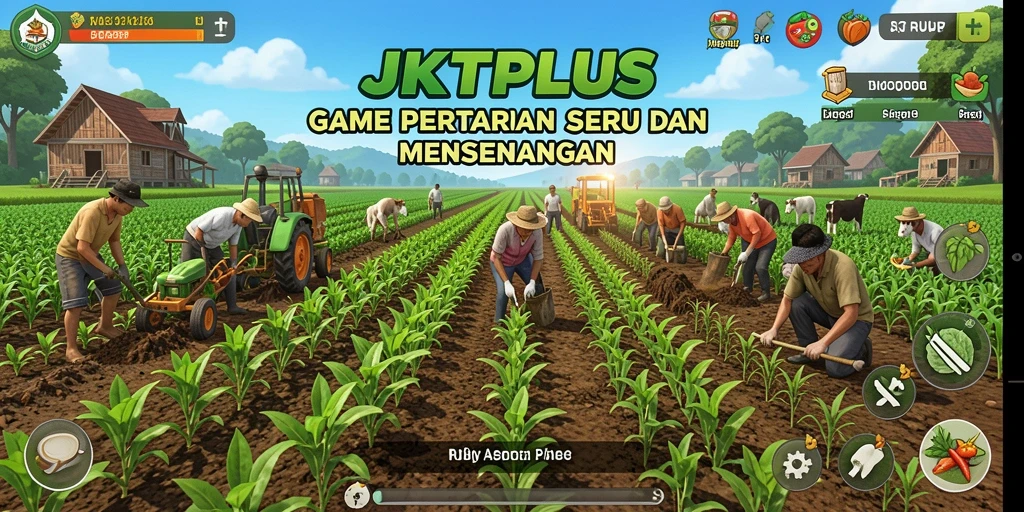 Tampilan menarik gameplay JKTPLUS dengan aktivitas bertani yang seru.
