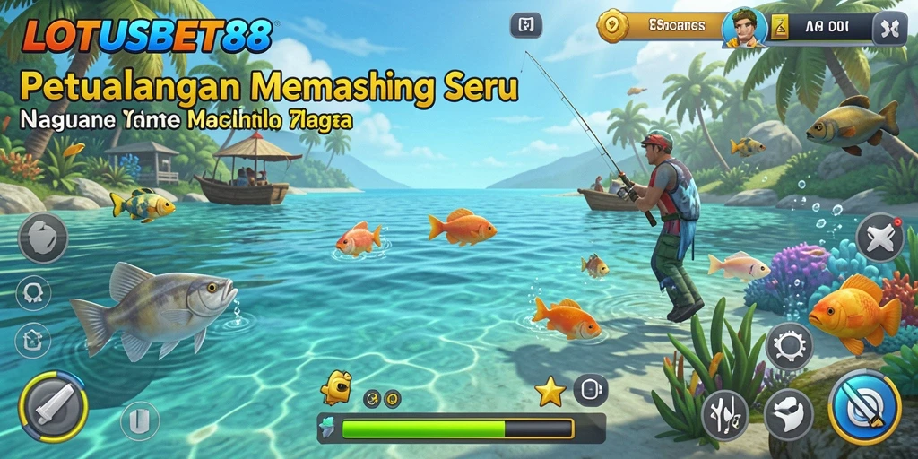 Screenshot gameplay LOTUSBET88 menampilkan suasana memancing yang menegangkan.