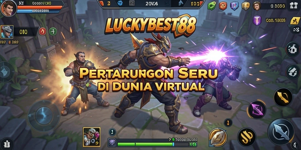 Screenshot gameplay LUCKYBEST88 menampilkan aksi pertarungan yang intens.