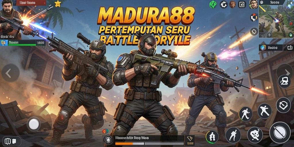 Gameplay seru MADURA88 dalam pertempuran Battle Royale yang intens.