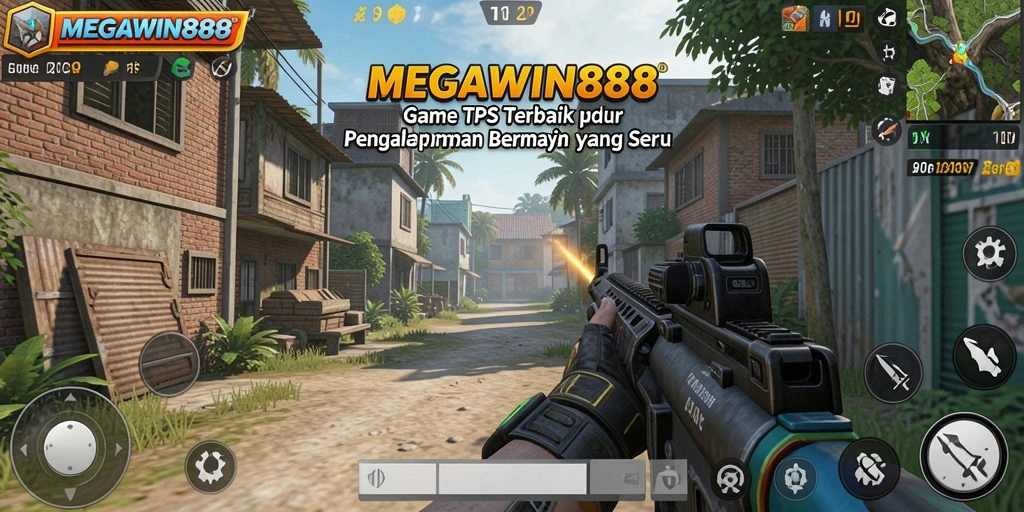 Screenshot utama MEGAWIN888 menampilkan aksi tempur yang menegangkan.