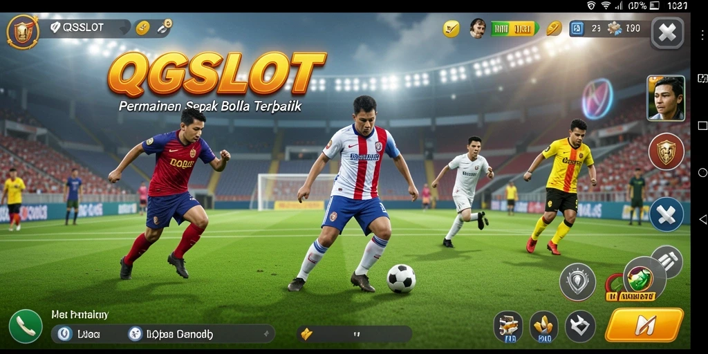 Tampilan menarik dari gameplay QQSLOT dengan aksi sepak bola yang intens.