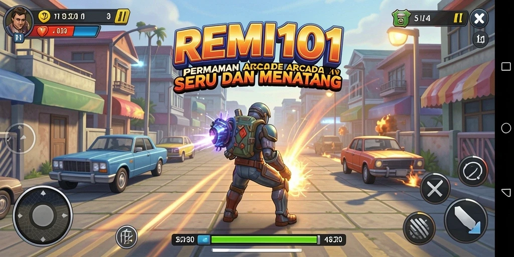 Tampilan gameplay seru di dalam REMI101 dengan aksi cepat dan tantangan menarik.