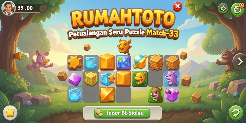 Gameplay seru RUMAHTOTO dengan level Match-3 yang beragam.