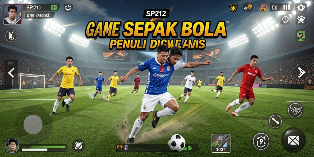 Tampilan gameplay menakjubkan di SP212 dengan aksi sepak bola nyata.