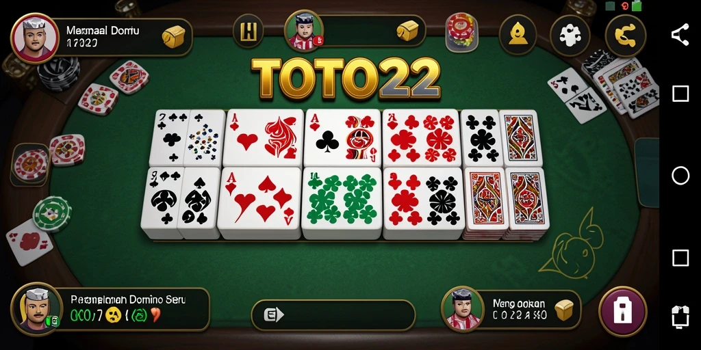 Screenshot gameplay TOTO22 menampilkan pemain yang serius dalam pertandingan domino.