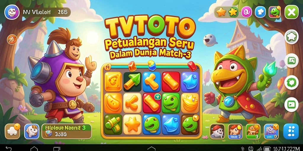 Screenshot menampilkan gameplay seru TVTOTO dalam genre Match-3.